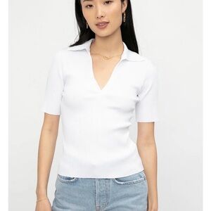 Cotton Citizen Ibiza White Ribbed Short Sleeve Polo NWT Size XS